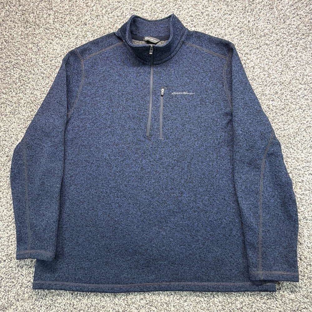 Eddie Bauer 1/4 Zip Sweater Men's 2XL Blue Pullover Quiet Luxury